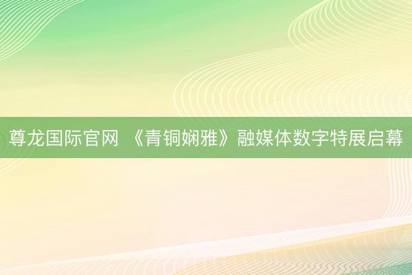 尊龙国际官网 《青铜娴雅》融媒体数字特展启幕
