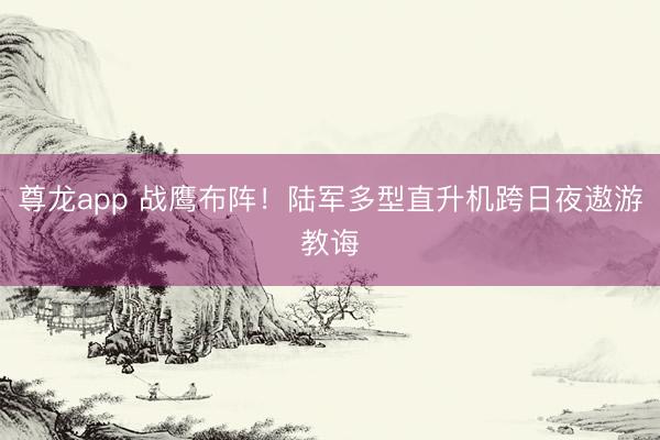 尊龙app 战鹰布阵！陆军多型直升机跨日夜遨游教诲