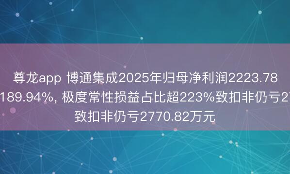 尊龙app 博通集成2025年归母净利润2223.78万元同比增189.94%, 极度常性损益占比超223%致扣非仍亏2770.82万元
