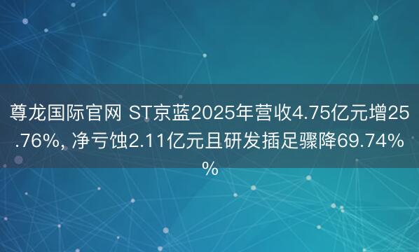 尊龙国际官网 ST京蓝2025年营收4.75亿元增25.76%, 净亏蚀2.11亿元且研发插足骤降69.74%